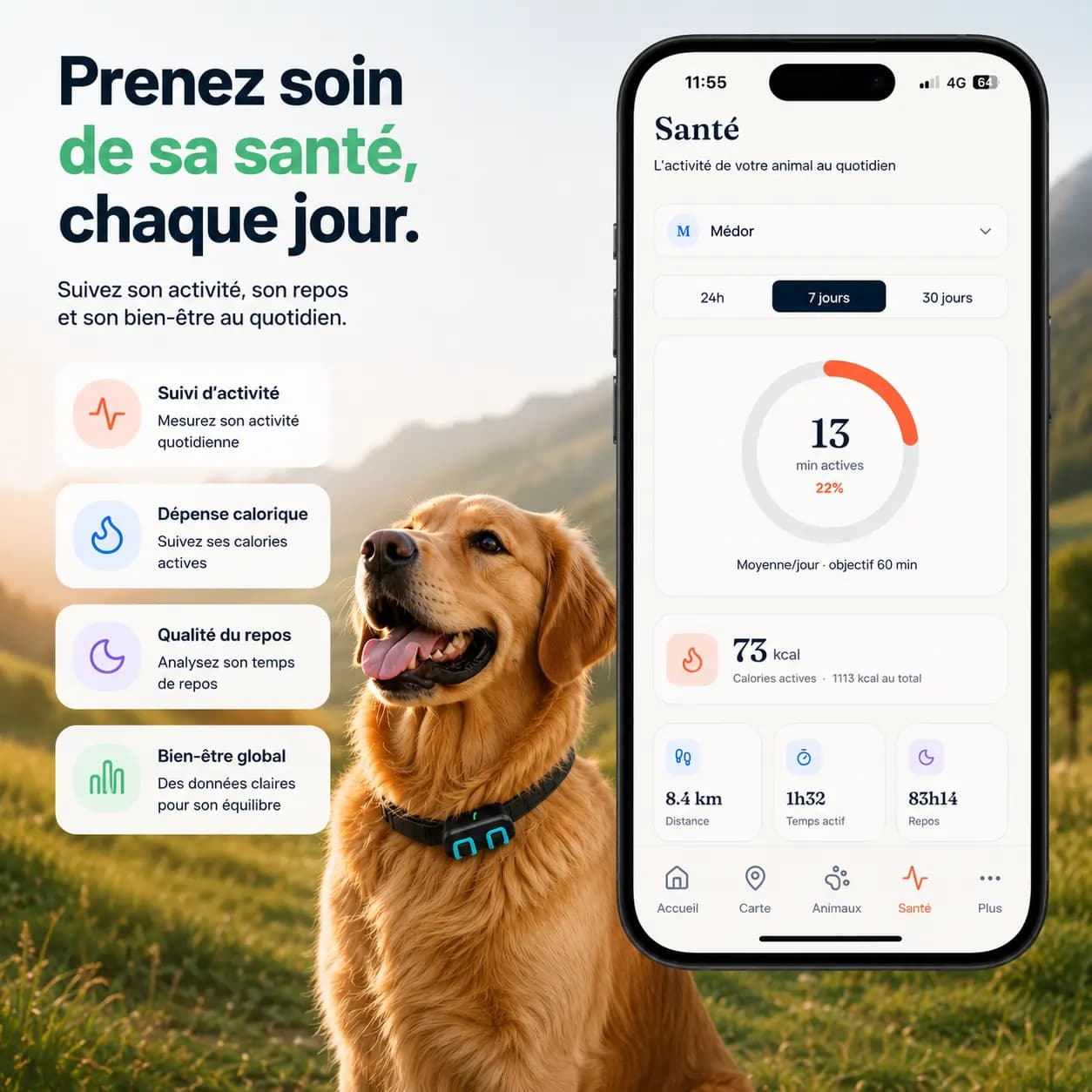 Screenshot dell app in modalità salute