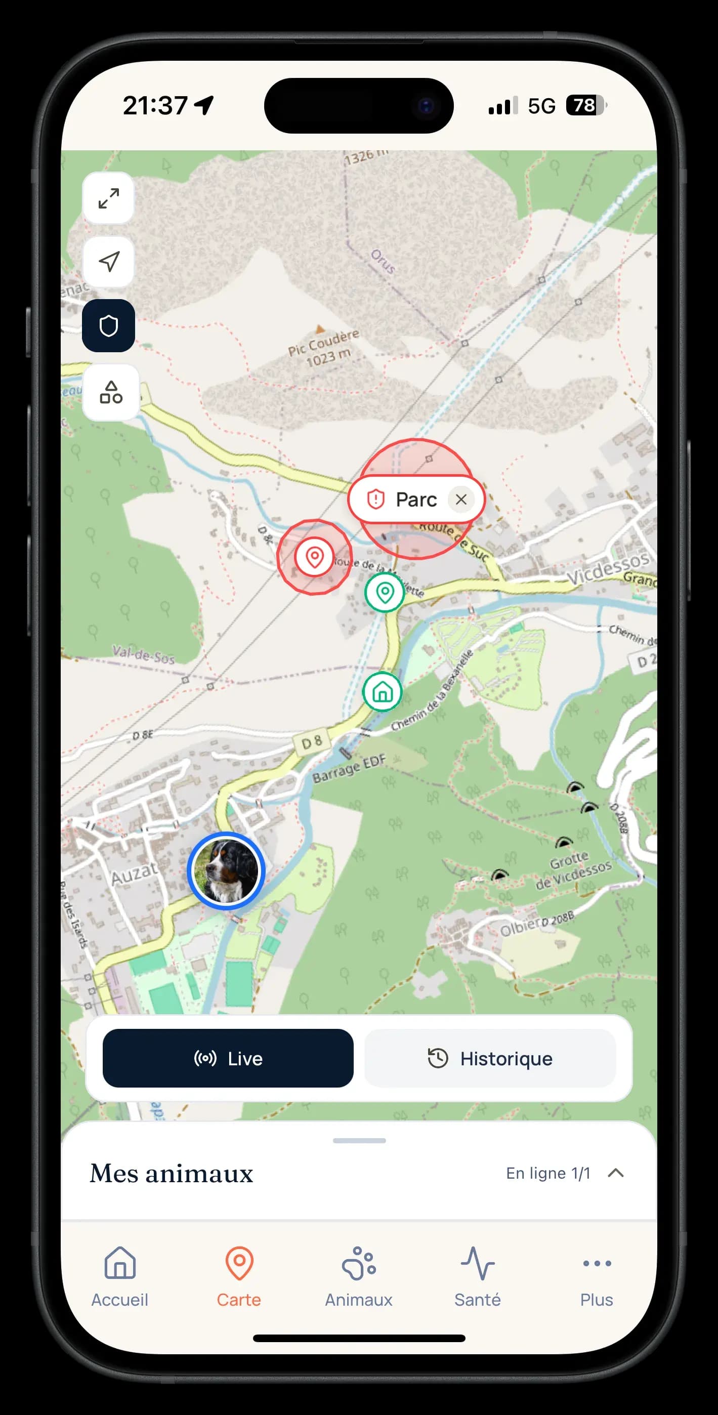 Virtueller Zaun um einen Garten in der Snifzi-App